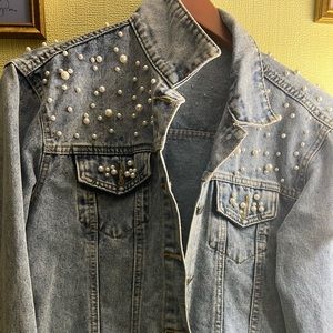 Super cute jean jacket with pearls.